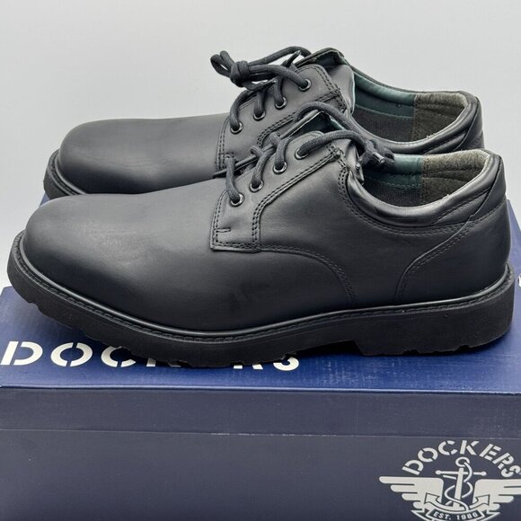 Dockers Shelter Black Leather Lace-Up Oxford Shoes Oil Resistant Non-Slip 12 M - Picture 3 of 11